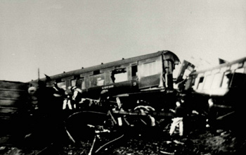 Wreckage of the carriages at the scene